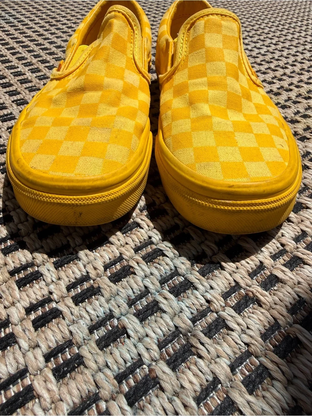 Vans solid Yellow Checkerboard Slip-On color blocked Sneakers
